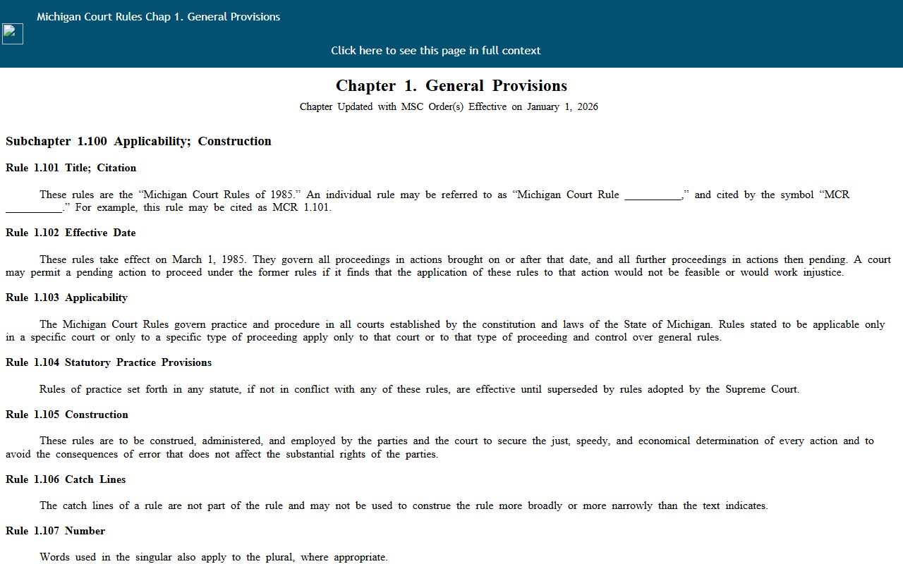 Michigan Court Rules chapter defining Allegan County court records