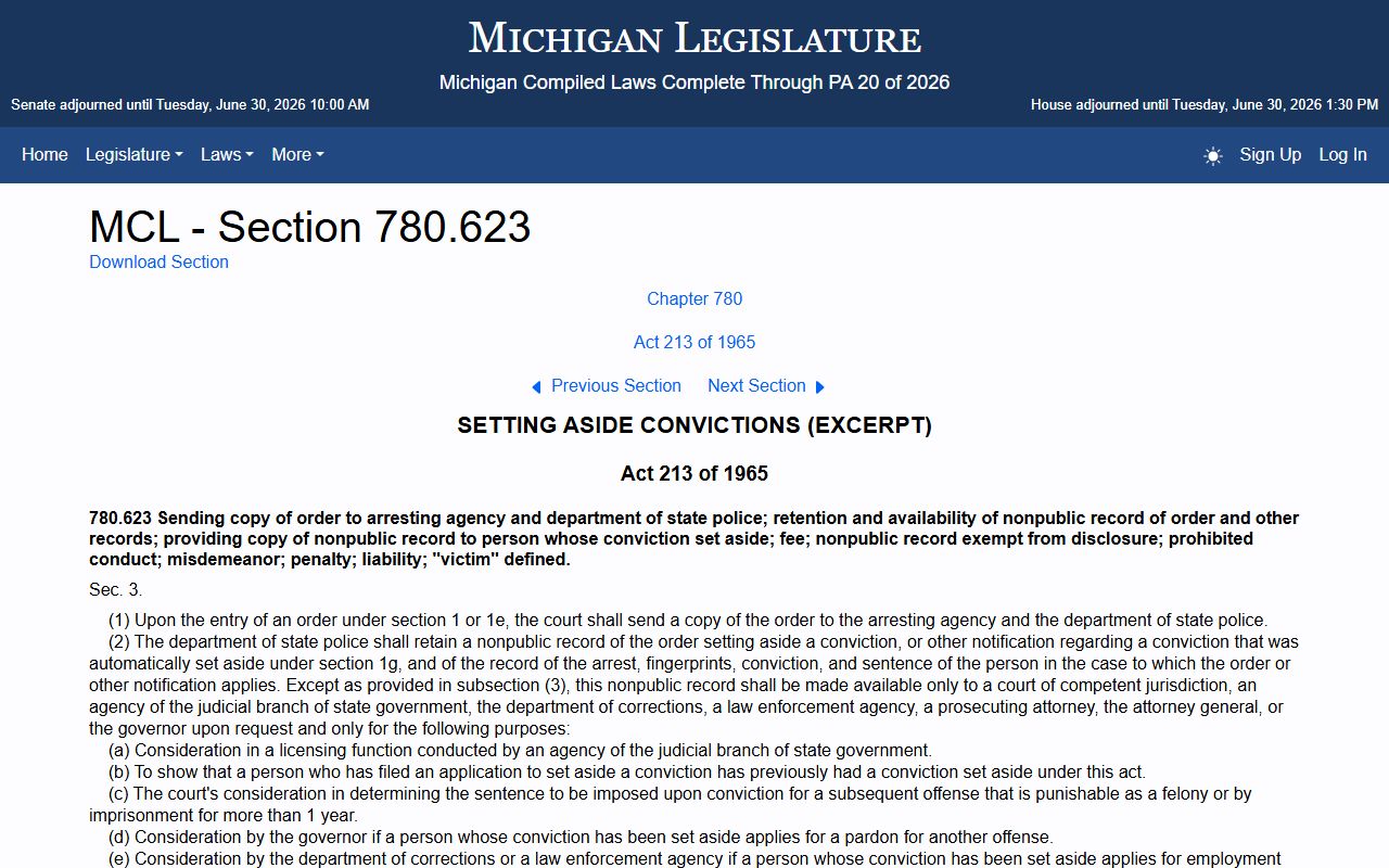 Allegan County criminal court records set-aside access rules