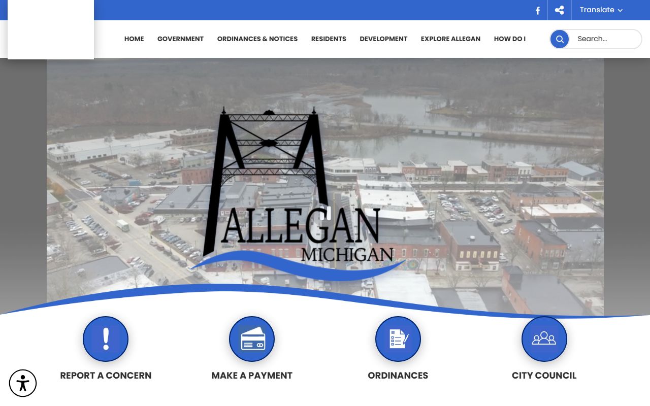 City of Allegan homepage tied to Allegan County court records